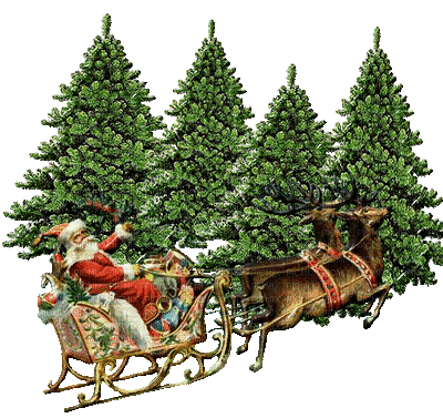 christmas noel tree arbre fir santa claus reindeer - Darmowy animowany GIF