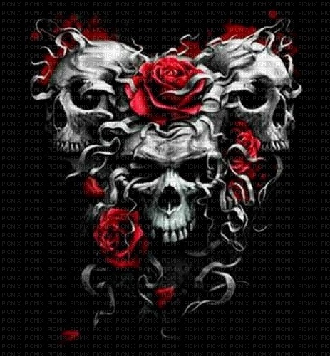 background gothic black red skulls - Free PNG