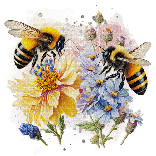 bee, flower, summer, abeille, été - PNG gratuit