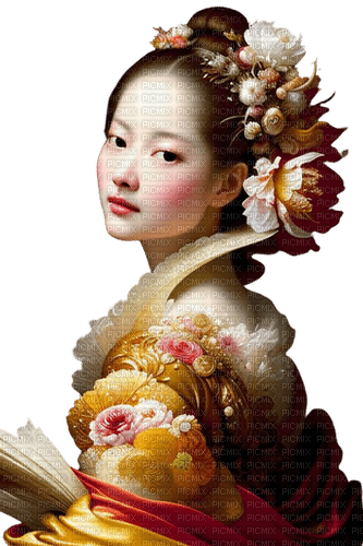 loly33 femme asiatique fleur - gratis png