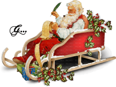 Santa Claus sleigh Christmas_Père Noël traîneau Noël_tube - 無料png