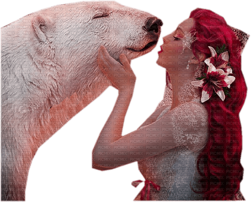dolceluna pink woman bear fantasy kiss - PNG gratuit