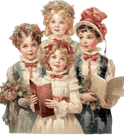 Christmas Victorian Carrol Choir singers - ücretsiz png
