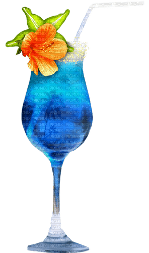 Cocktail.Flower.Orange.Blue - PNG gratuit