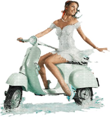 woman with motor scooter bp - 無料png