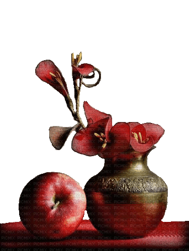 Blume, Vase, Apfel - Безплатен анимиран GIF