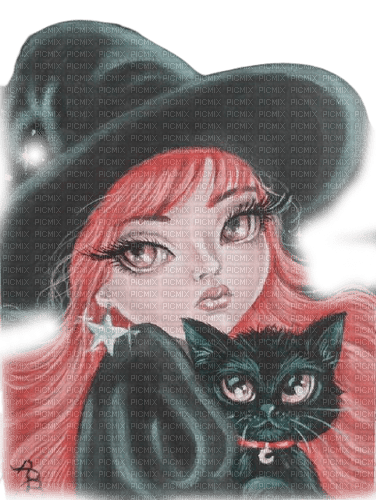 kikkapink gothic dark girl cat witch - bezmaksas png