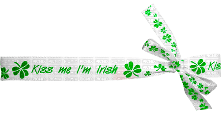 Bow.Ribbon.Text.Kiss Me I'm Irish.White.Green - 免费PNG