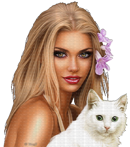 Y.A.M._Woman girl cat - Безплатен анимиран GIF