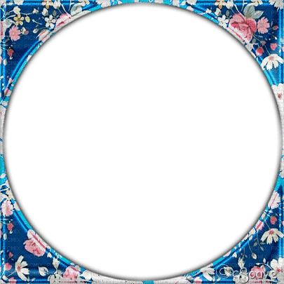 soave frame circle flowers pink blue - PNG gratuit