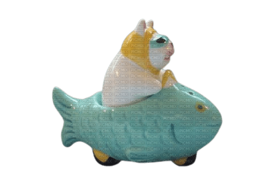 cat in a fish car - PNG gratuit
