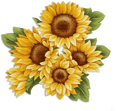 soave deco flowers sunflowers  branch  yellow - бесплатно png