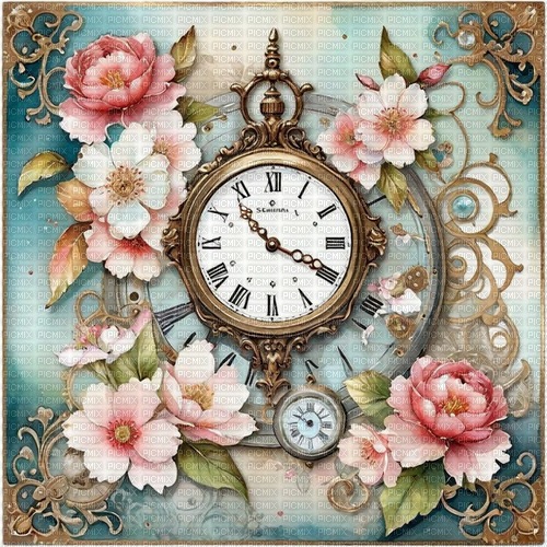 springtimes background vintage clock - png grátis