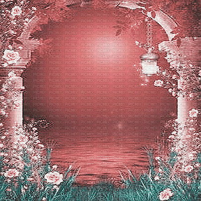soave background animated fantasy  field pink teal - GIF animado grátis