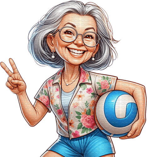 ♡§m3§♡ kawaii grandma beach summer blue - ingyenes png
