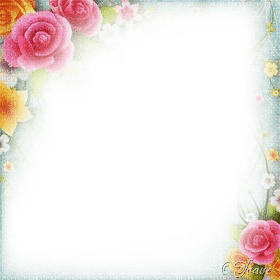 soave frame vintage flowers rose pink green yellow - Free PNG