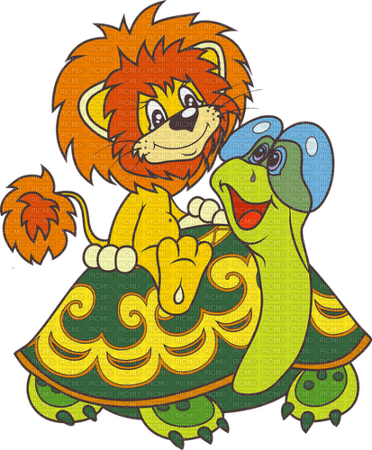 Y.A.M._Summer lion turtle cartoon - Free PNG