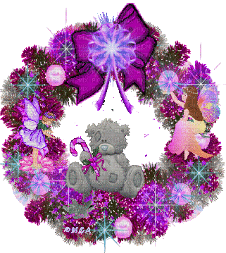 Purple Christmas Wreath - GIF animé gratuit