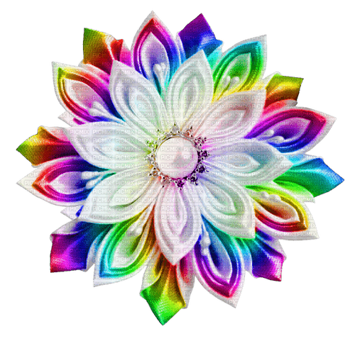 Pearl.Fabric.Flower.White.Rainbow - PNG gratuit