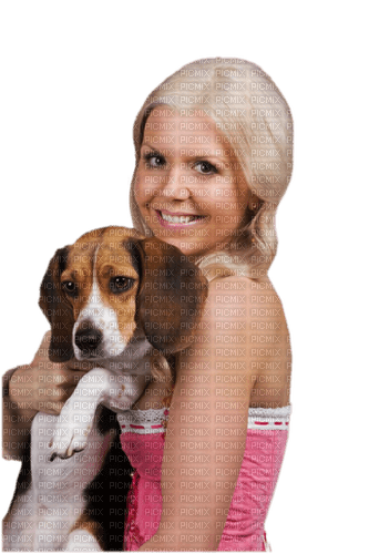maj femme et beagle - PNG gratuit