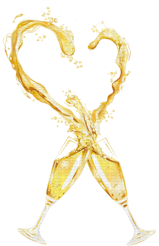 Champagne Gold Heart Love Wedding - Bogusia - Free PNG