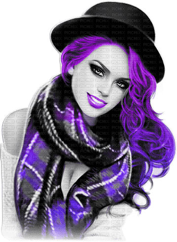 soave woman fashion autumn hat black white purple - PNG gratuit