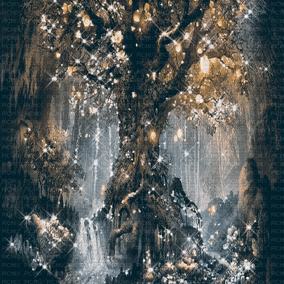 background animated fantasy forest tree - Δωρεάν κινούμενο GIF