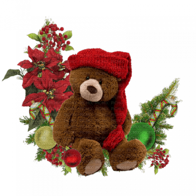 teddy bear flower fleur balls  christmas noel xmas weihnachten Navidad рождество natal tube - PNG gratuit