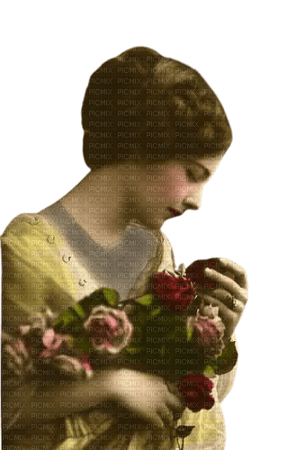 vintage lady  roses - png grátis