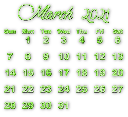 soave calendar deco march text 2021 - zdarma png