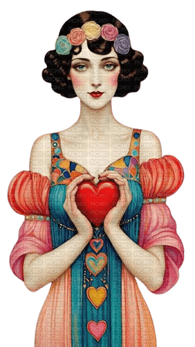 woman blue red art illustrated - kostenlos png