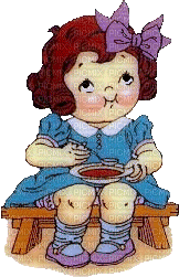 Little Girl Eating bowl of soup - Gratis geanimeerde GIF