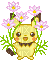 pichu holding pink flowers - Free animated GIF