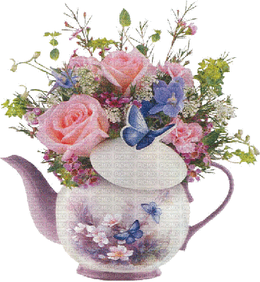 Teapot of Flowers - Free animated GIF