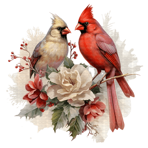 ♡§m3§♡ VDAYE IMAGE red birds winter - kostenlos png