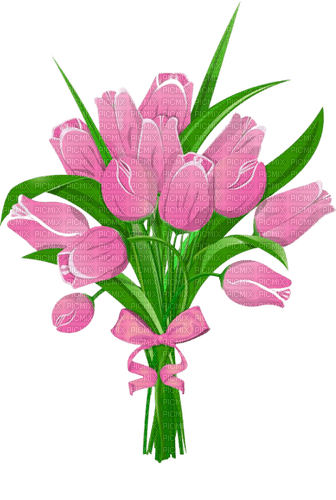 pink tulips bouquet - bezmaksas png