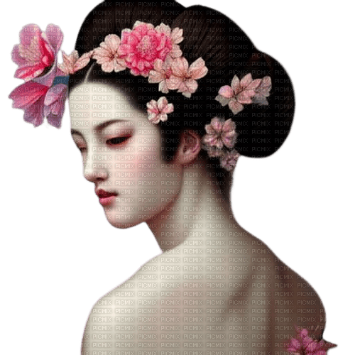 kikkapink pink geisha oriental woman - bezmaksas png