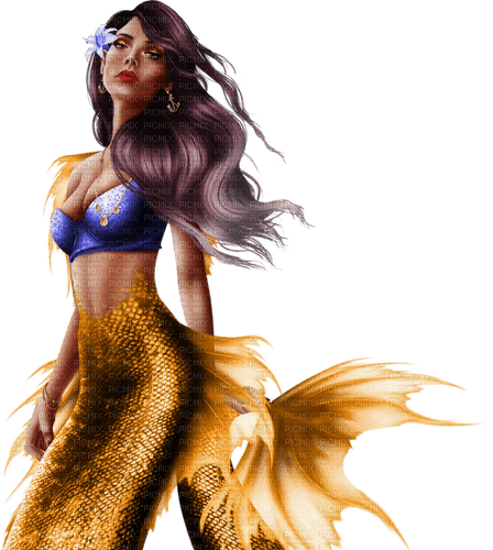 gold blue mermaid - ilmainen png