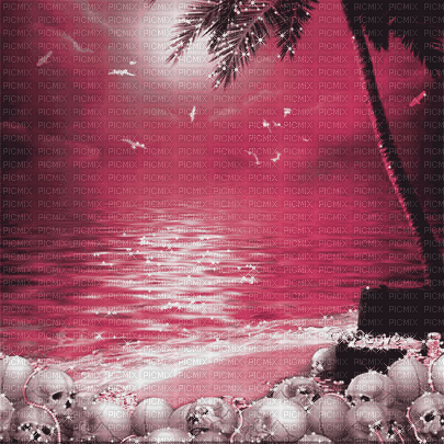 soave background animated summer beach  pink - 無料のアニメーション GIF