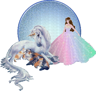 Cinderella&Unicorn - GIF animé gratuit