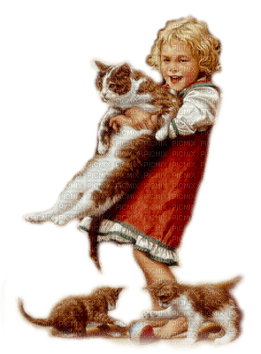 child with cat bp - ücretsiz png