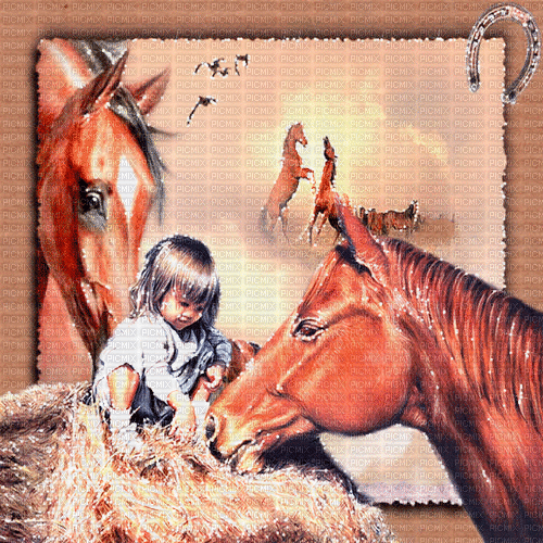 kind mit pferd milla1959 - Free animated GIF