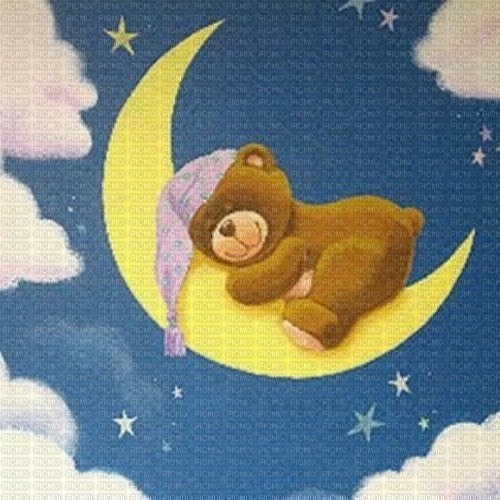Gute Nacht, Teddy, Mond - kostenlos png