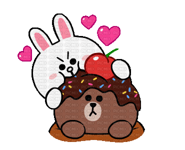 brown_&_cony love bunny bear brown cony gif anime animated animation tube cartoon liebe cher - Gratis geanimeerde GIF