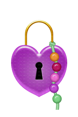 Kaz_Creations Deco Heart  Beads Padlock Hanging Dangly Things Hearts Colours - PNG gratuit