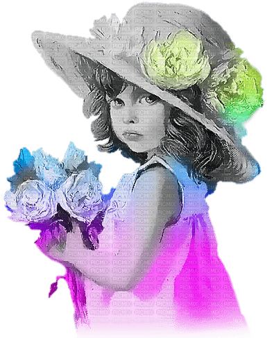 soave children girl vintage flowers hat spring - 無料png