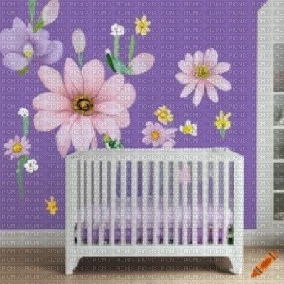 Purple Floral Mural Nursery - zdarma png