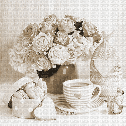 soave background animated  coffee flowers vase - Бесплатный анимированный гифка