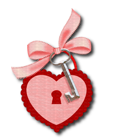 Heart.Lock.Key.Bow.Silver.Pink.Red - darmowe png