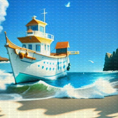 Beach and Boat - bezmaksas png